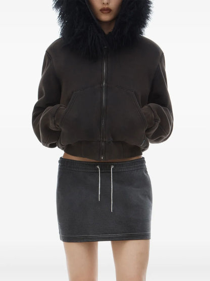 Drawstring-Waist Mini Skirt