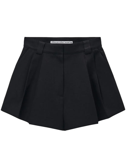 Double-Pleat Flared Shorts