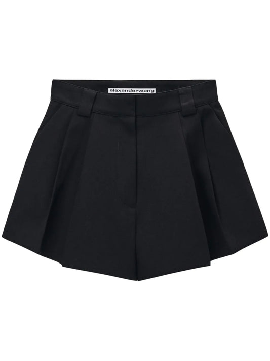 Double-Pleat Flared Shorts