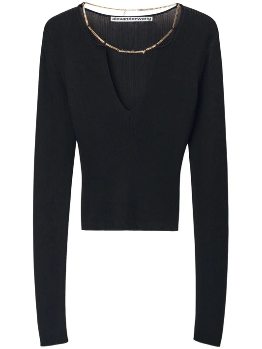 Logo-Plaque Knitted Top