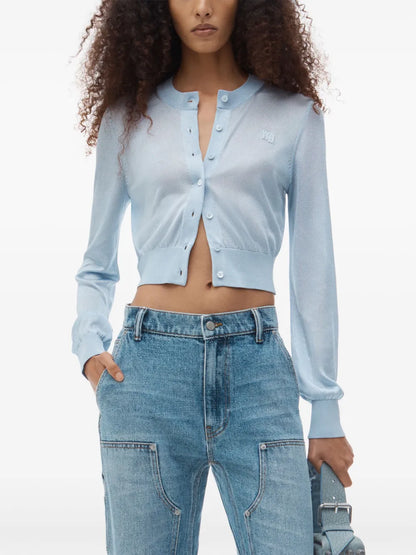 Cropped Crew Neck Cardigan