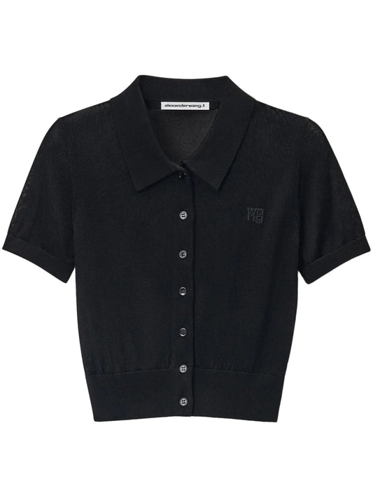 Logo-Embroidered Polo Cardigan
