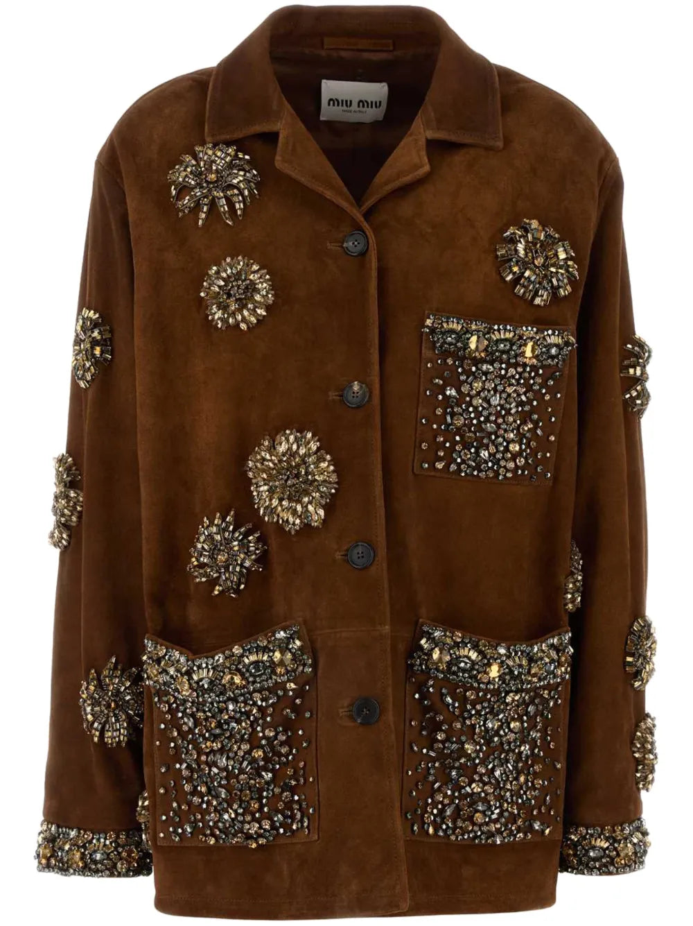 Crystal-Embellished Leather Jacket