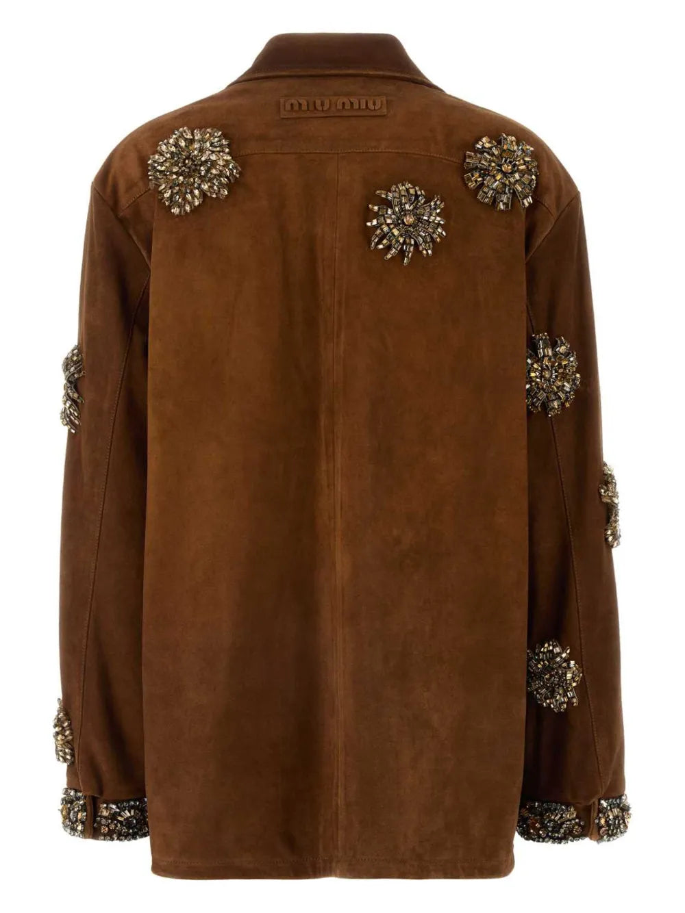 Crystal-Embellished Leather Jacket