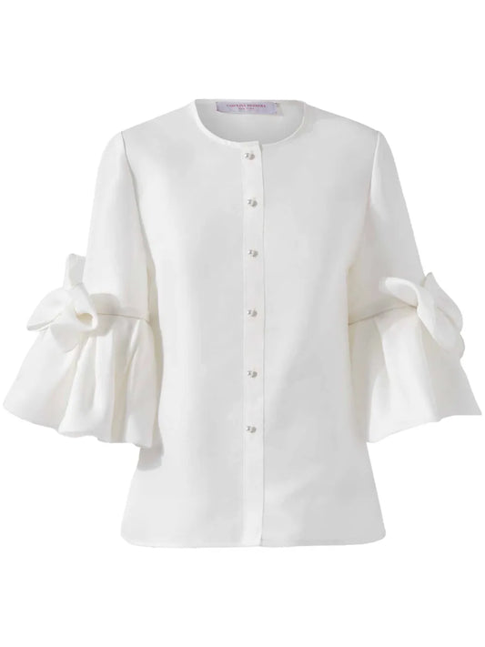 Bow-Detail Ruffled Blouse