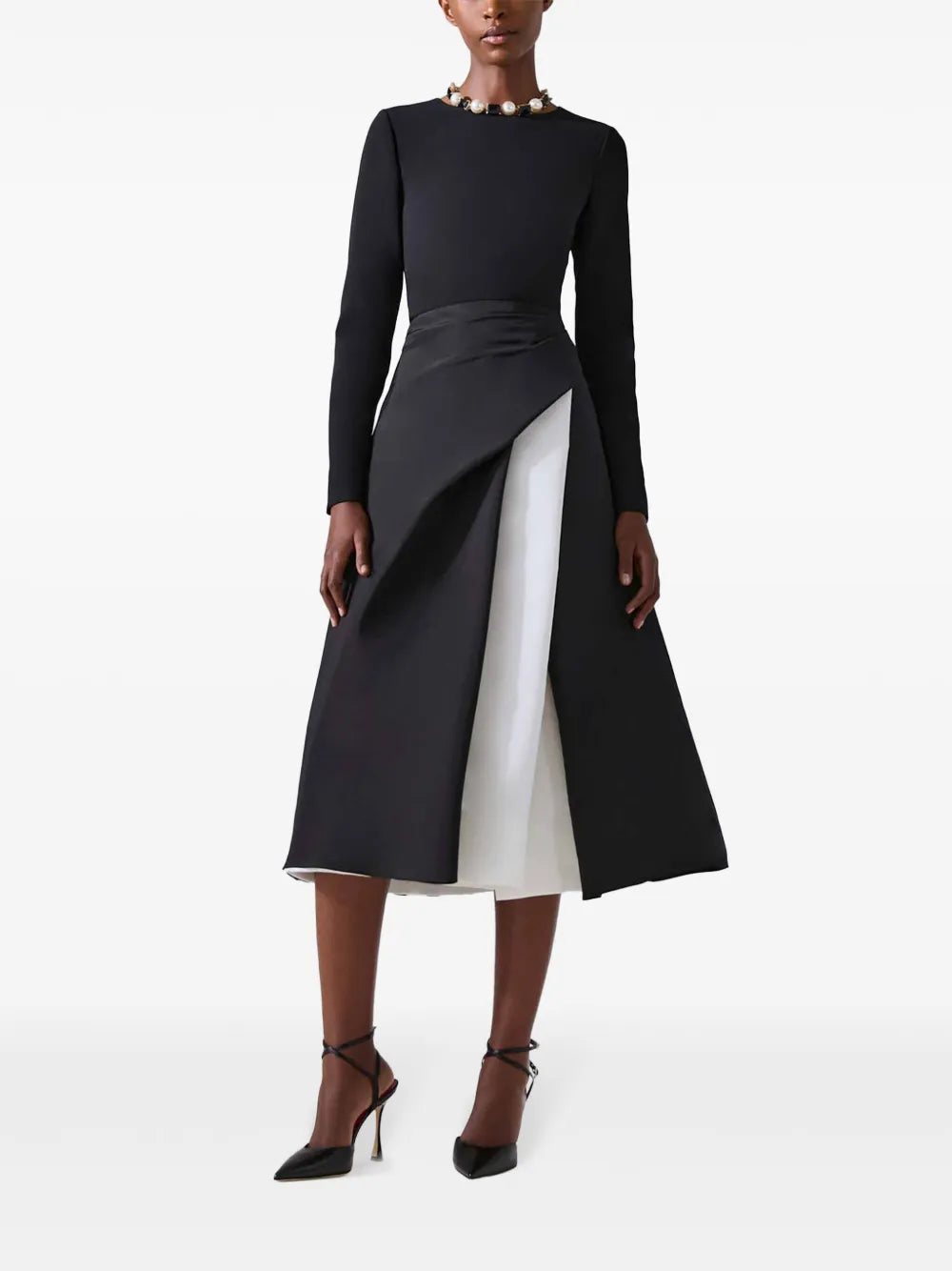 Layered-Design Midi Dress
