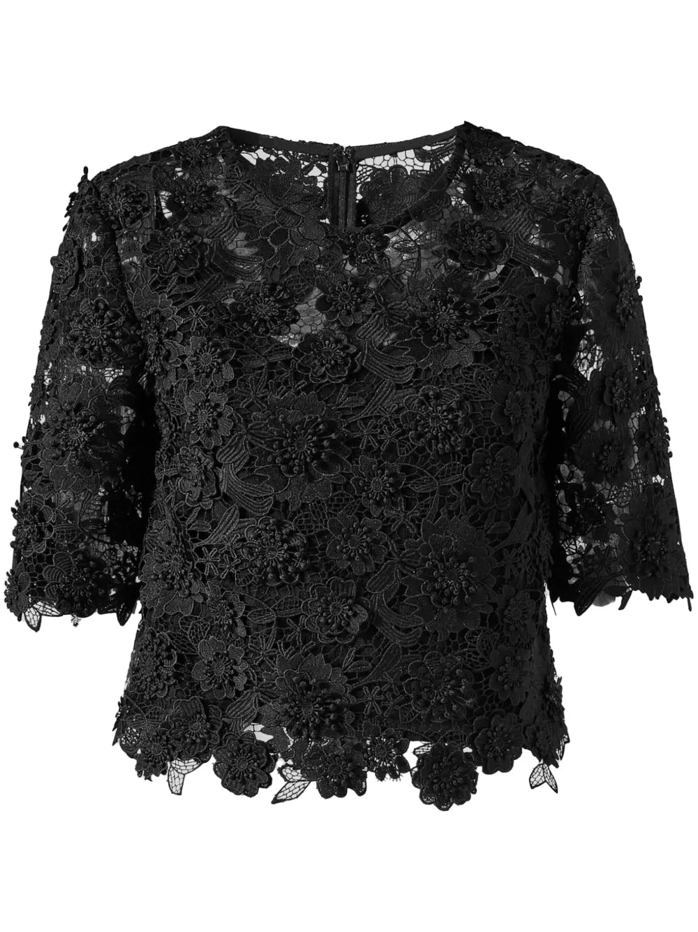 Floral Lace-Detailing Top