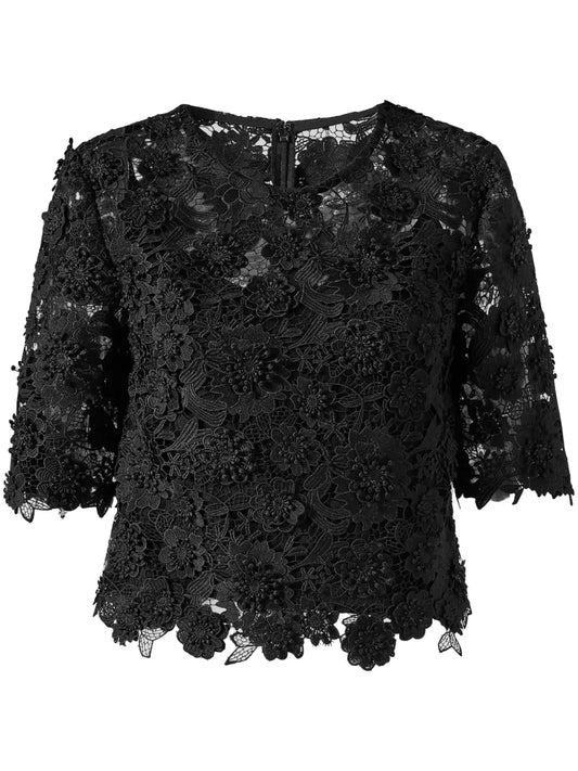 Floral Lace-Detailing Top