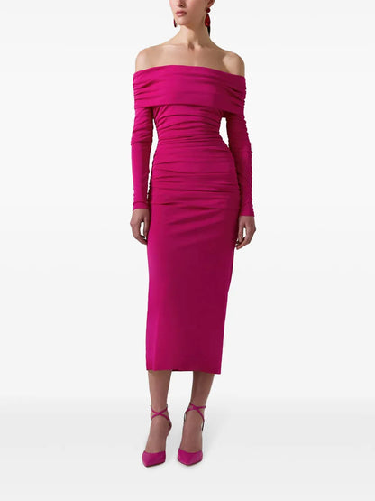 Ruched-Detailing Midi Dress