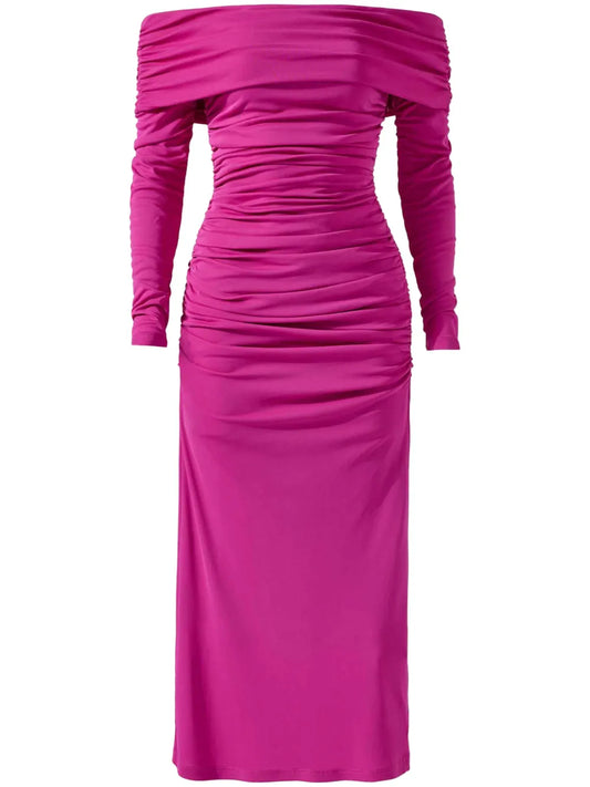 Ruched-Detailing Midi Dress