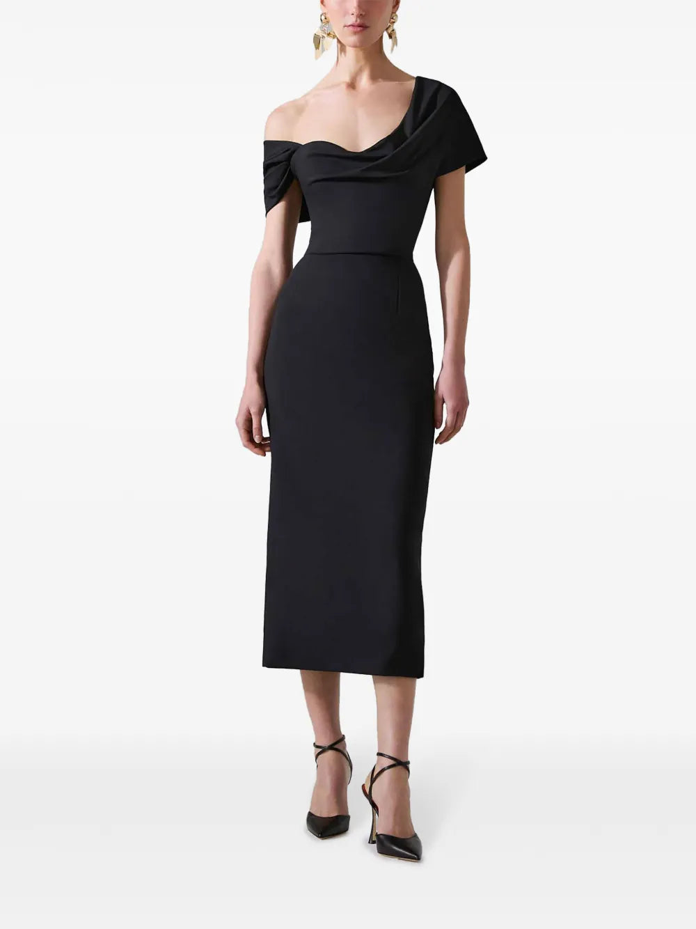Draped-Detailing Midi Dress