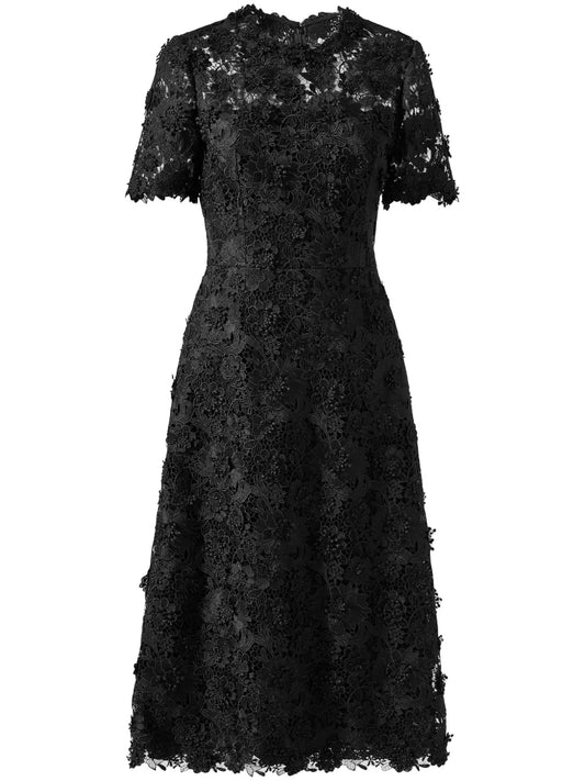 Floral Lace-Detailing Midi Dress