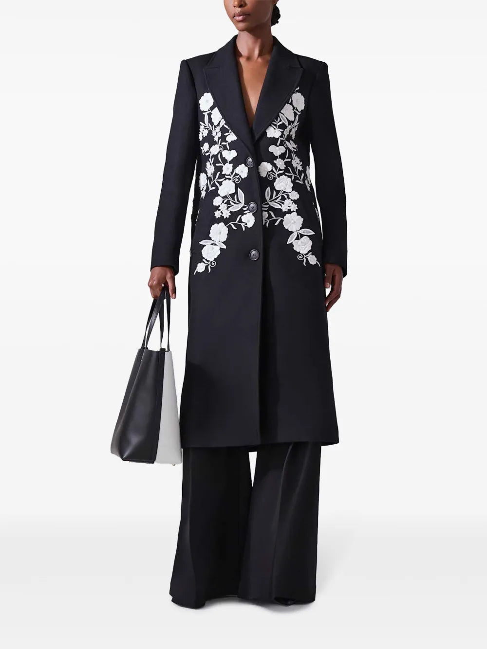 Floral-Embroidered Coat