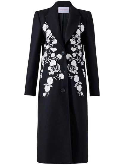 Floral-Embroidered Coat