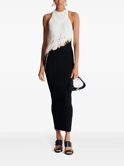 Intarsia-Knit Logo Midi Dress