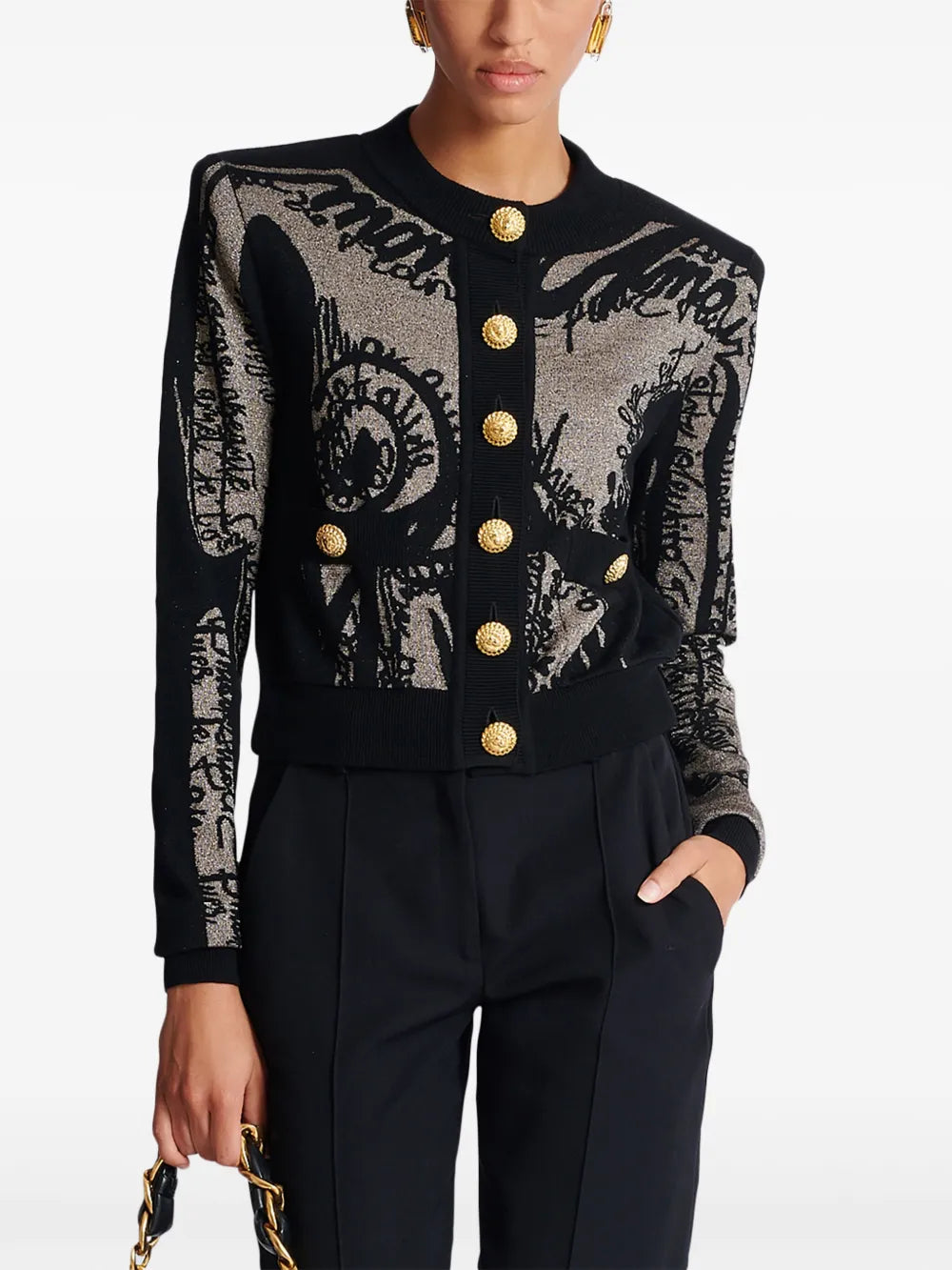 Intarsia-Knit Logo Cardigan