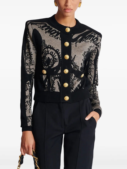 Intarsia-Knit Logo Cardigan
