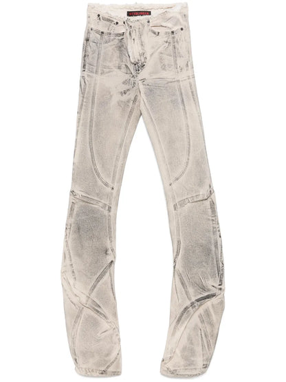 Draped Raw-Cut Jeans