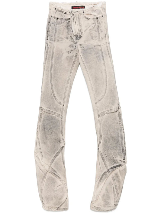 Draped Raw-Cut Jeans