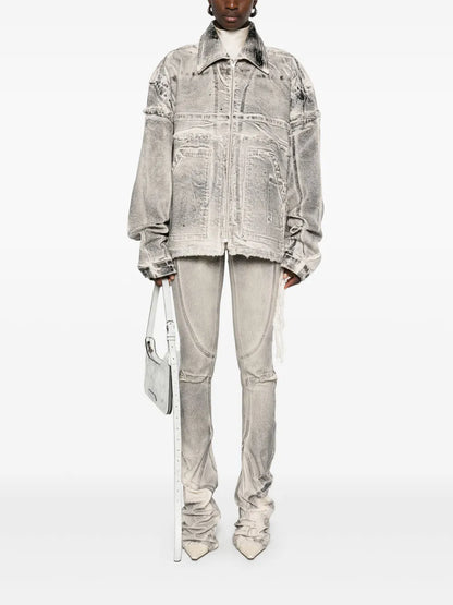 Draped Raw-Cut Jeans