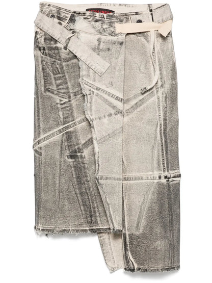 Denim Wrap Midi Skirt