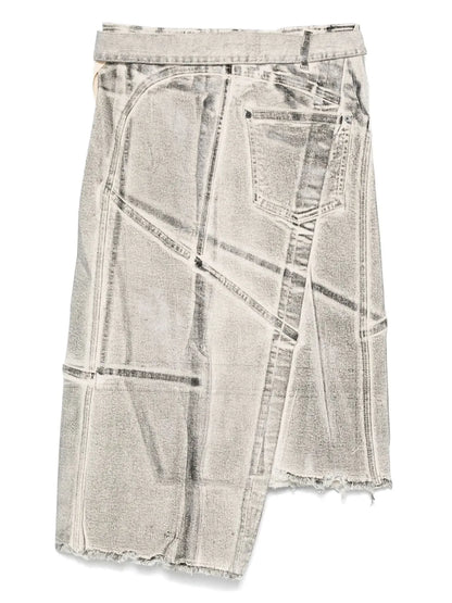 Denim Wrap Midi Skirt