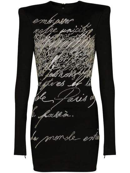 Rhinestone-Embellished Mini Dress