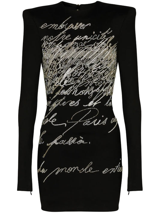 Rhinestone-Embellished Mini Dress