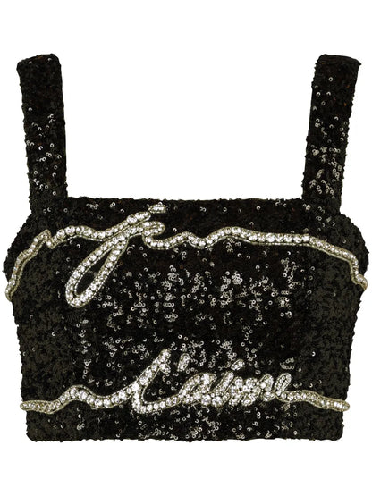 Sequinned Cropped Top