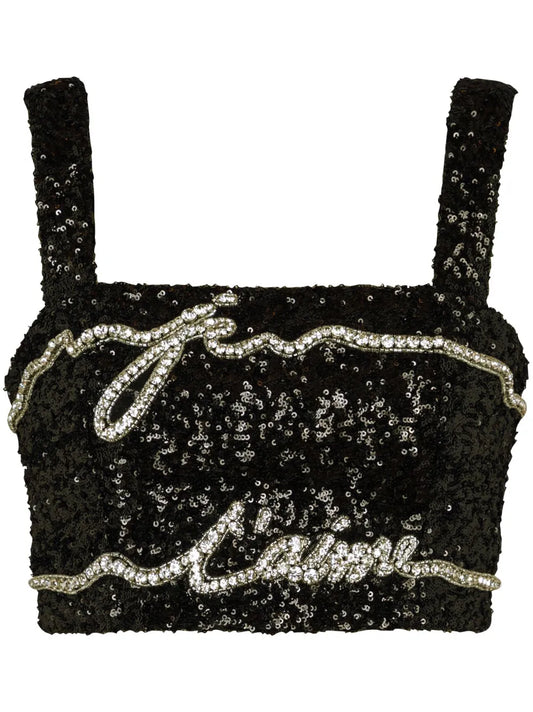 Sequinned Cropped Top