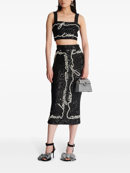Sequinned Cropped Top