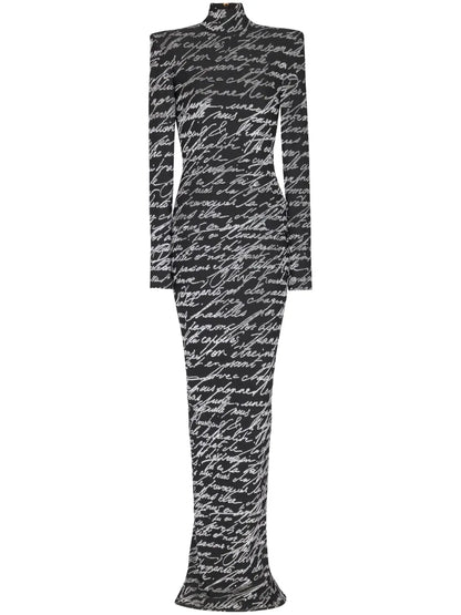 All-Over Slogan-Print Maxi Dress