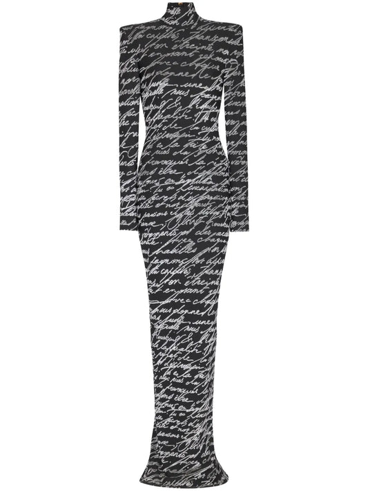 All-Over Slogan-Print Maxi Dress
