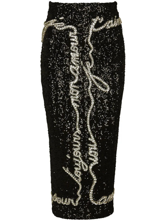 Sequin-Embellished Midi Skirt
