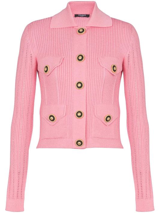 Logo-Embroidered Knit Cardigan