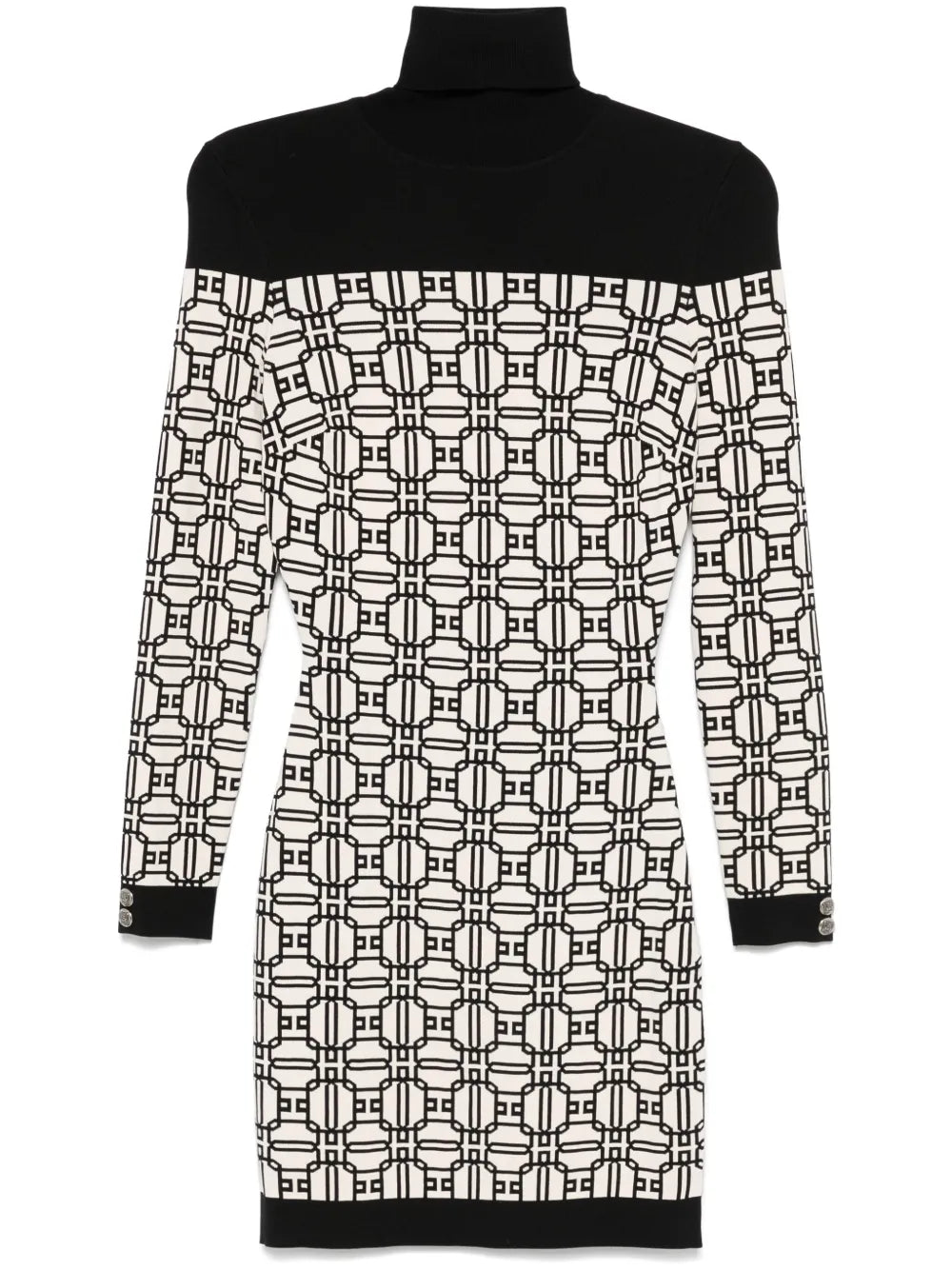 Jacquard-Logo Roll-Neck Mini Dress