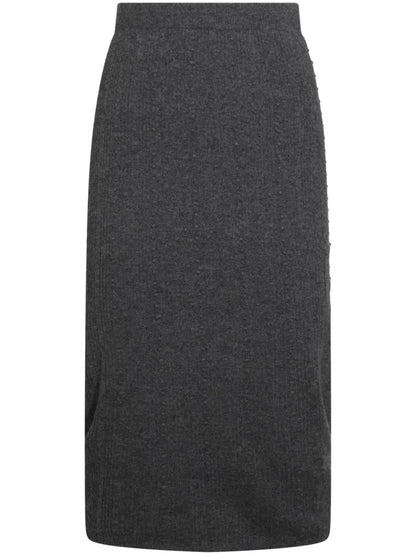 Platinum Bubble-Stitch Midi Skirt