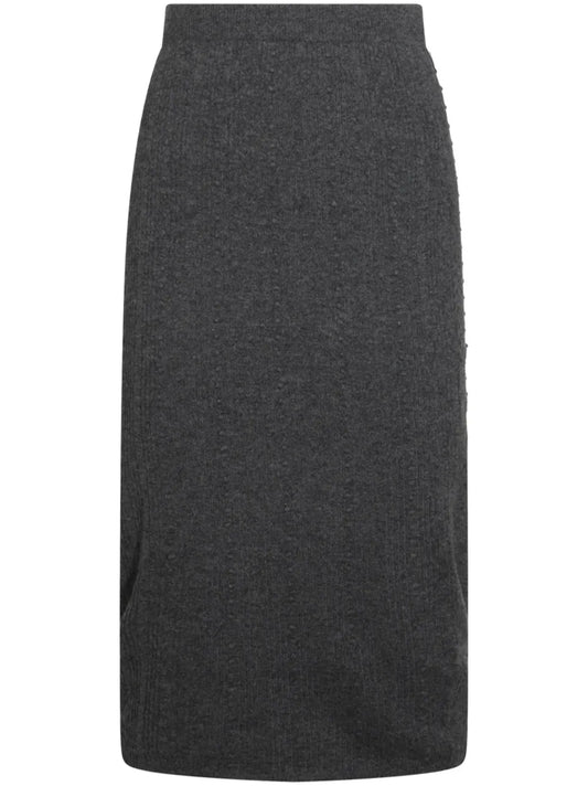 Platinum Bubble-Stitch Midi Skirt