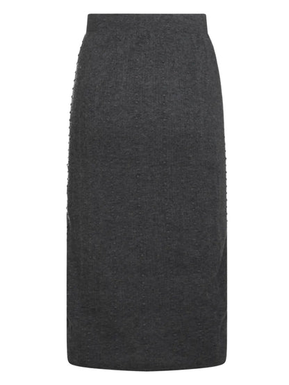 Platinum Bubble-Stitch Midi Skirt