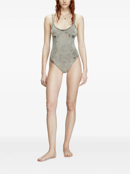 Denim-Effect Bodysuit