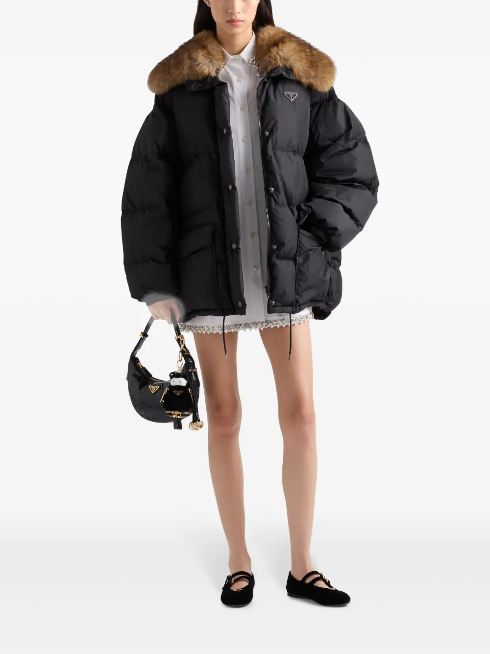Enamel Triangle-Logo Padded Jacket
