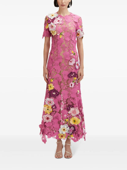Orchid Embroidered Guipure Gown