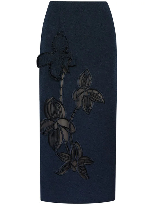 Orchid Embroidered Tweed Skirt