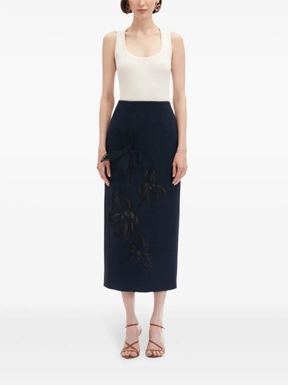Orchid Embroidered Tweed Skirt