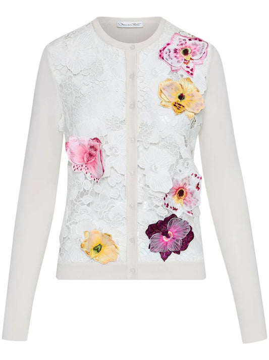 Orchid Threadwork Inset Cardigan