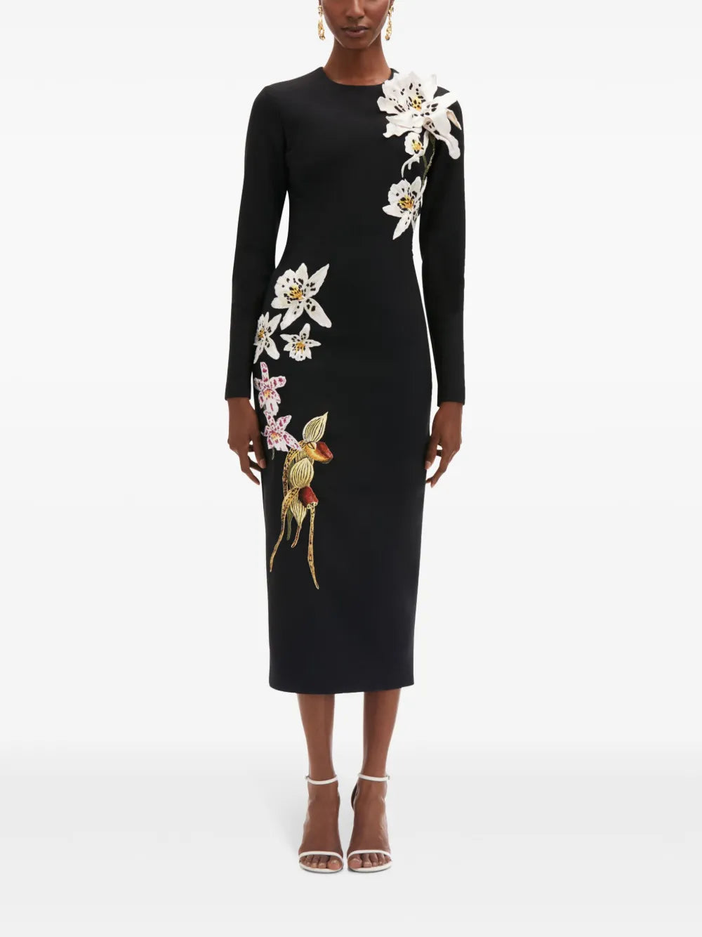 Orchid Crystal-Threadwork Midi Dress