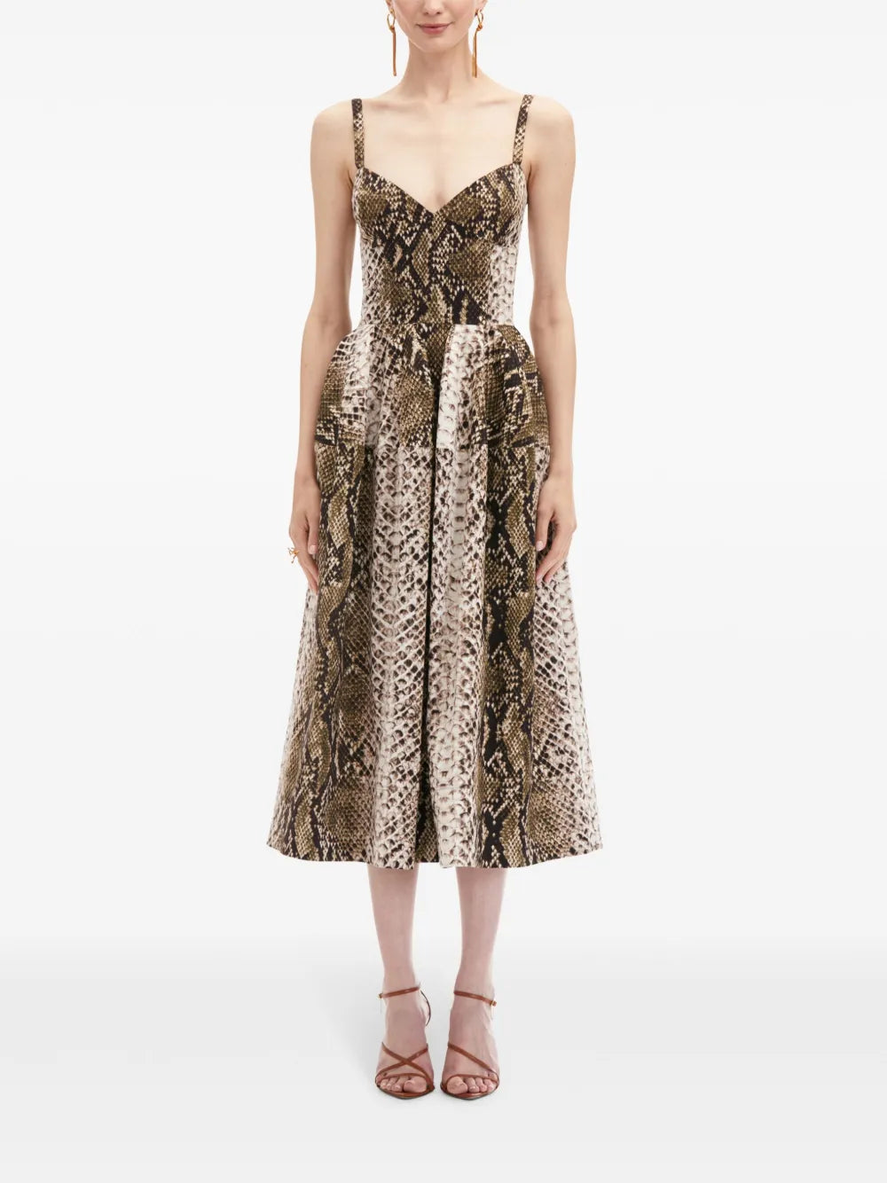 Snake Cotton Poplin Midi Dress