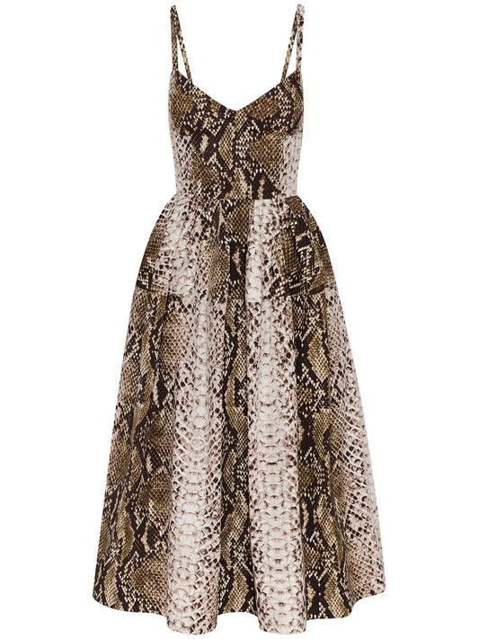 Snake Cotton Poplin Midi Dress