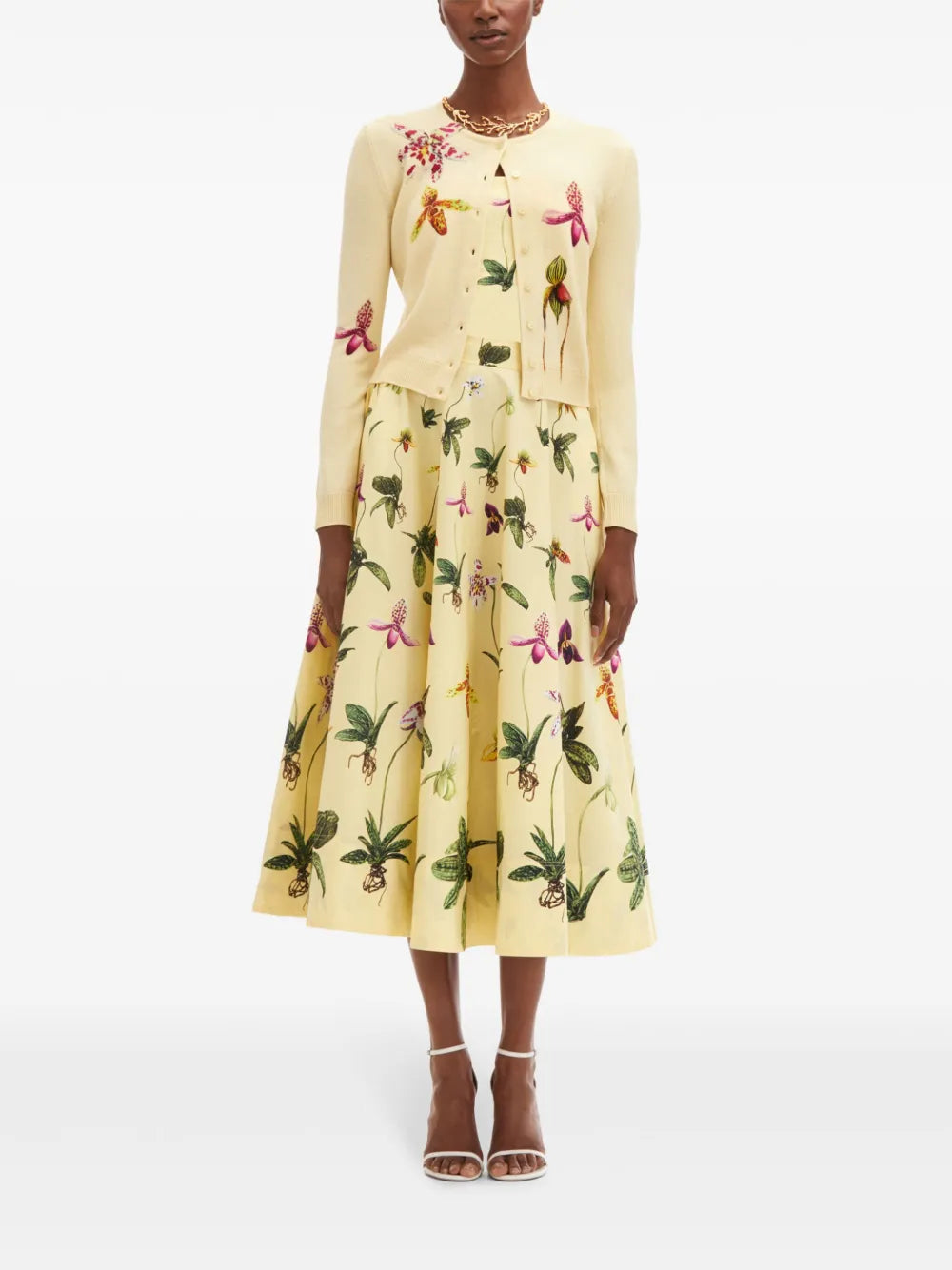 Orchid-Print Cardigan