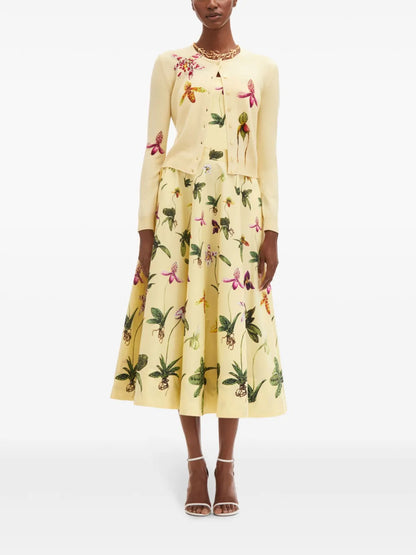 Orchid-Print Cardigan